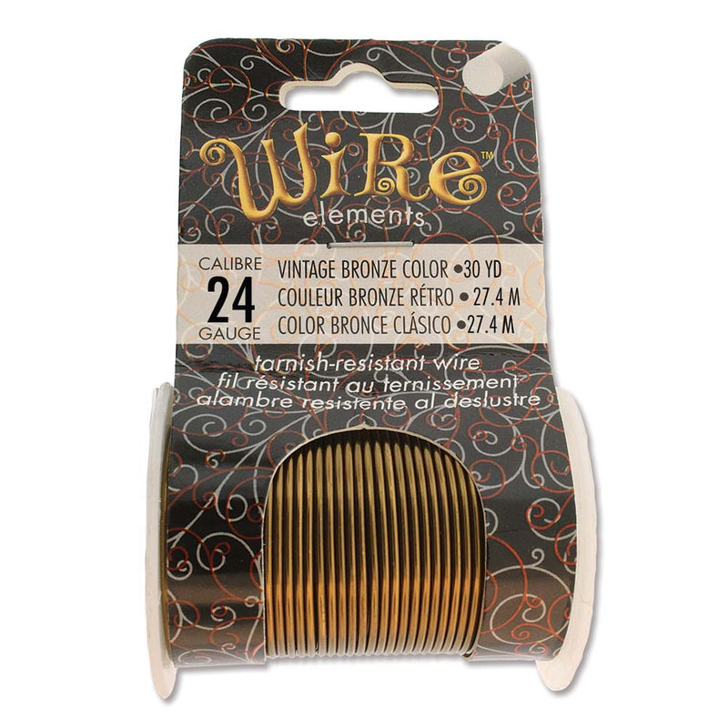 Wire Elements Tarnish Resistant 24 Gauge Wire, Vintage Bronze - 30 Yards