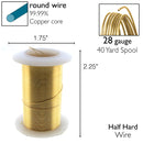 Wire Elements Tarnish Resistant 28 Gauge Wire, Gold - 40 Yards