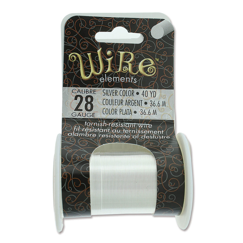 Wire Elements Tarnish Resistant 28 Gauge Wire, Silver - 40 Yards