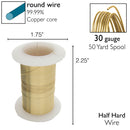 Wire Elements Tarnish Resistant 30 Gauge Wire, Gold - 50 Yards/45.72 Meters