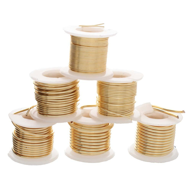 Wire Elements Tarnish Resistant Wire, Gold, Assorted Gauge - 16 (2 Spools x 1 Yard), 18 (2 Yards) , 20 (3 Yards), 22 (4 Yards), 24 (6 Yards)