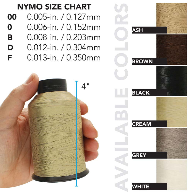 Nymo Nylon Beading Thread, Size-B 0.2mm Thickness, Cream, 3 Ounce Spool - 2505 Yards