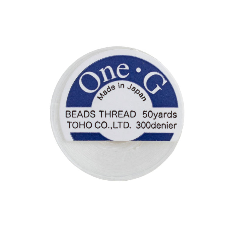 Toho One-G 330dtex 100% Nylon Beading Thread, Size-B, 0.2mm Thickness, White, 50 Yards