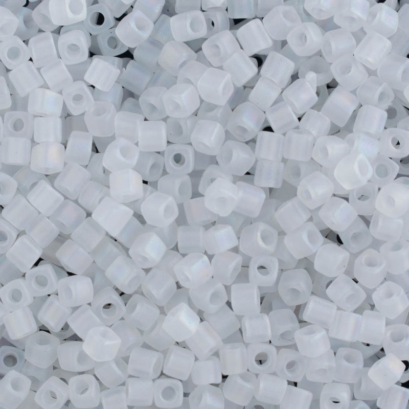 Miyuki Square/Cube Beads 1.8mm, 131FR Matte Transparent Crystal AB