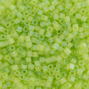 Miyuki Square/Cube Beads 1.8mm, 143FR Matte Transparent Chartreuse AB