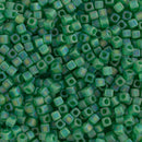 Miyuki Square/Cube Beads 1.8mm, 146FR Matte Transparent Green AB