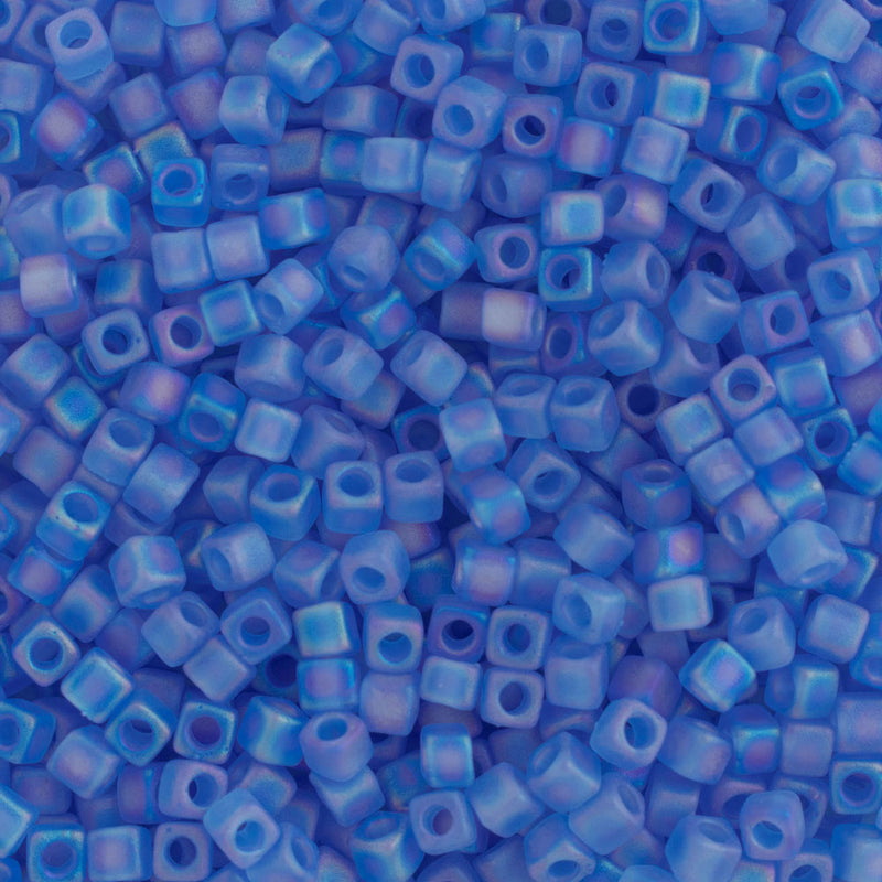 Miyuki Square/Cube Beads 1.8mm, 150FR Matte Transparent Sapphire AB