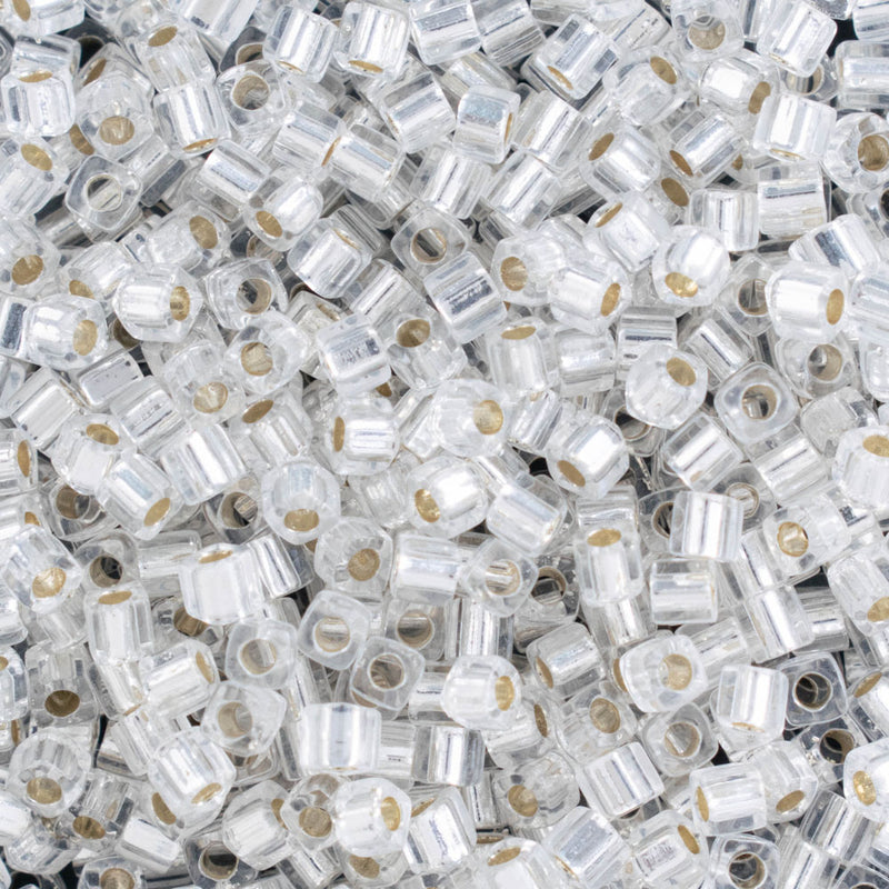 Miyuki Square/Cube Beads 1.8mm, 1 Silver-Lined Crystal