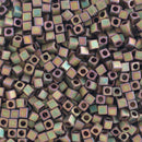 Miyuki Square/Cube Beads 1.8mm, 2035 Matte Metallic Khaki Iris