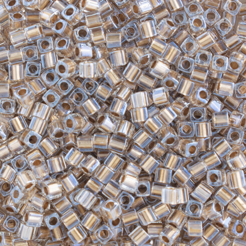 Miyuki Square/Cube Beads 1.8mm, 234 Sparkling Metallic Gold Lined Crystal