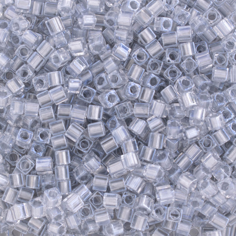 Miyuki Square/Cube Beads 1.8mm, 242 Sparkling Pewter Lined Crystal