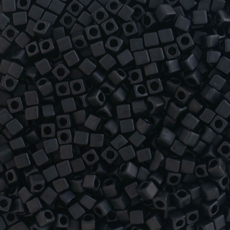 Miyuki Square/Cube Beads 1.8mm, 401F Matte Black