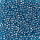 Starman, Czech Fire Polish Glass Beads 2mm, Sueded Gold Capri Blue