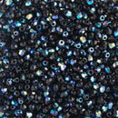 Starman, Czech Fire Polish Glass Beads 2mm, Jet AB