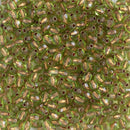 Starman, Czech Fire Polish Glass Beads 3mm, Olivine - Copper-Lined