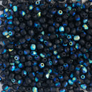 Starman, Czech Fire Polish Glass Beads 3mm, Matte - Jet AB