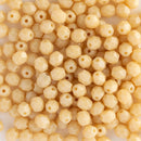 Starman, Czech Fire Polish Glass Beads 4mm, Opaque Ivory