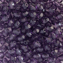 Starman, Czech Fire Polish Glass Beads 4mm, Transparent Tanzanite