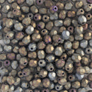 Starman, Czech Fire Polish Glass Beads 4mm, Matte Iris Brown