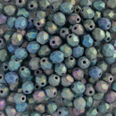 Starman, Czech Fire Polish Glass Beads 4mm, Matte Iris Green