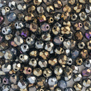 Starman, Czech Fire Polish Glass Beads 4mm, Brown Iris