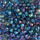 Starman, Czech Fire Polish Glass Beads 4mm, Blue Iris