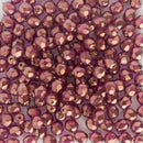 Starman, Czech Fire Polish Glass Beads 4mm, Halo - Madder Rose