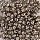 Starman, Czech Fire Polish Glass Beads 4mm, Gold Bronze