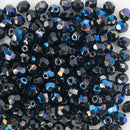 Starman, Czech Fire Polish Glass Beads 4mm, Blue Iris - Jet