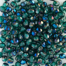 Starman, Czech Fire Polish Glass Beads 4mm, Blue Iris - Emerald