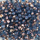 Starman, Czech Fire Polish Glass Beads 4mm, Copper - Light Sapphire, 50 Beads