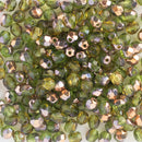 Starman, Czech Fire Polish Glass Beads 4mm, Copper - Olivine, 50 Beads