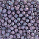 Starman, Czech Fire Polish Glass Beads 4mm, Matte Luster Metallic Amethyst