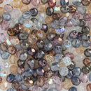 Starman, Czech Fire Polish Glass Beads 4mm, Transparent Luster Mix