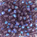 Starman, Czech Fire Polish Glass Beads 4mm, Matte Amethyst AB