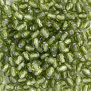 Starman, Czech Fire Polish Glass Beads 4mm, Silver-Lined Olivine