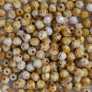 Starman, Czech Fire Polish Glass Beads 4mm, Opaque White - Picasso