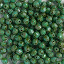 Starman, Czech Fire Polish Glass Beads 4mm, Turquoise - Picasso