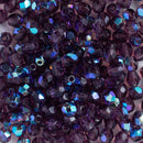 Starman, Czech Fire Polish Glass Beads 4mm, Amethyst AB