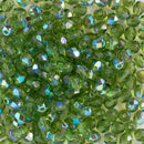 Starman, Czech Fire Polish Glass Beads 4mm, Dark Olivine AB