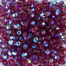 Starman, Czech Fire Polish Glass Beads 4mm, Fuchsia AB