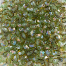 Starman, Czech Fire Polish Glass Beads 4mm, Light Peridot - Celsian