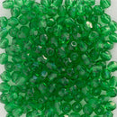 Starman, Czech Fire Polish Glass Beads, Green Emerald