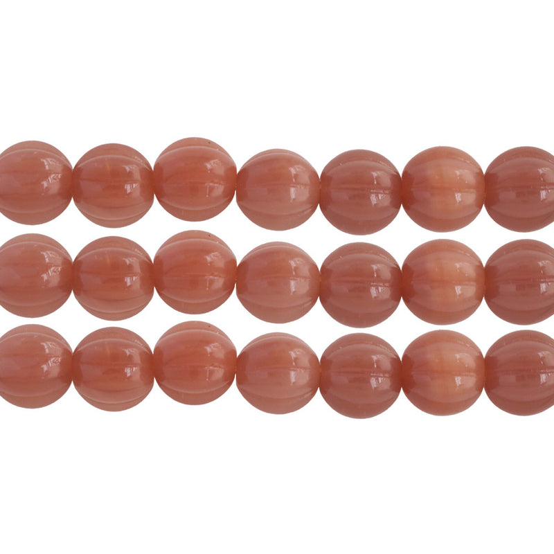 Starman Czech Glass Melon Round Beads 8mm, Milky Caramel, 25 Beads