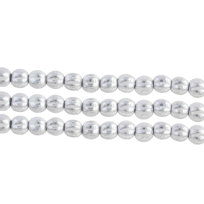 Starman Czech Glass Melon Round Beads 5mm, Silver, 50 Beads