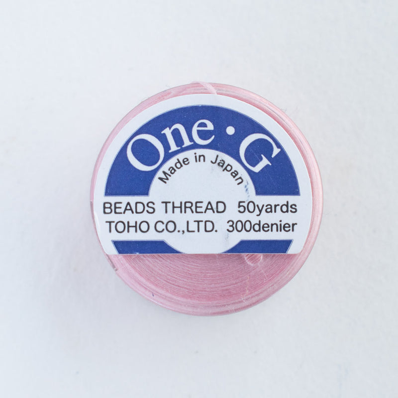 Toho One-G 330dtex 100% Nylon Beading Thread, Size-B, 0.2mm Thickness, Pink, 50 Yards