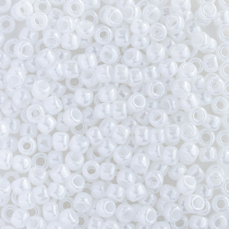 Toho Round Seed Beads Size 8/0 3mm, 121 Opaque-Lustered White