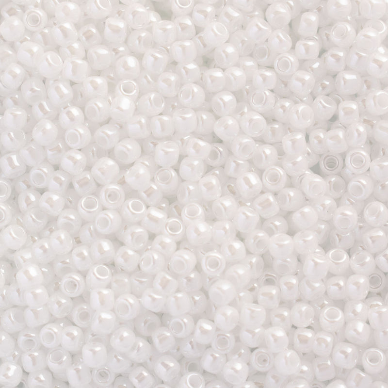 Toho Round Seed Beads Size 11/0 2.2mm,  121 Opaque-Lustered White