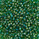 Toho Round Seed Beads Size 11/0 2.2mm, 167B Transparent-Rainbow Grass Green