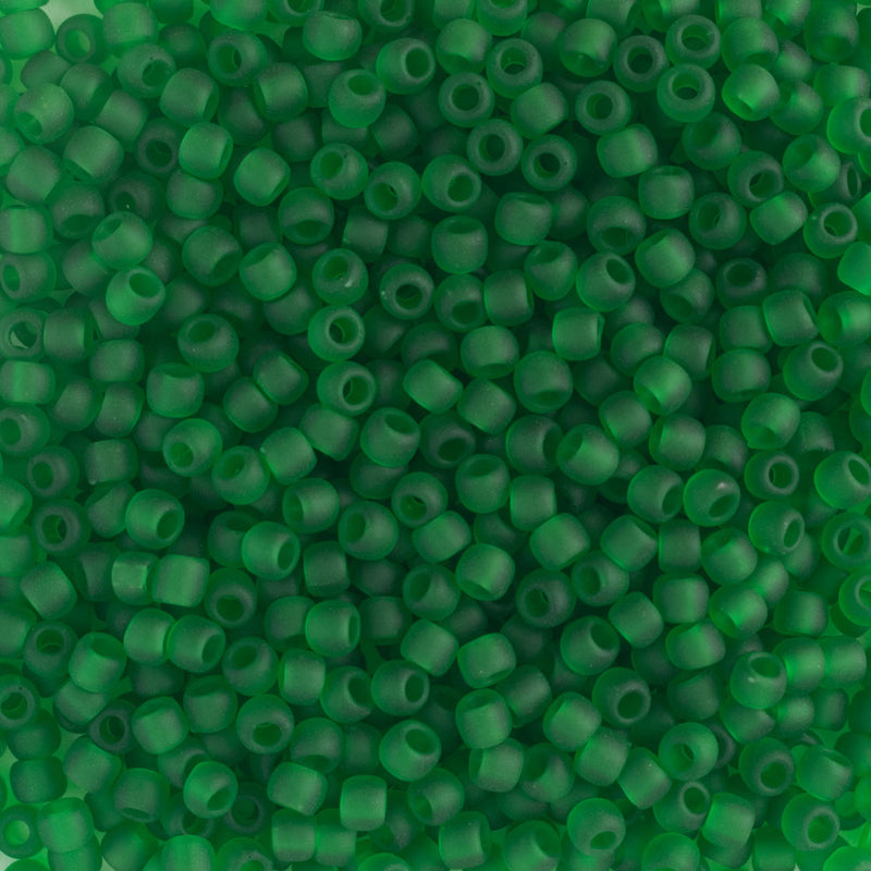 Toho Round Seed Beads Size 11/0 2.2mm, 7BF Transparent-Frosted Grass Green